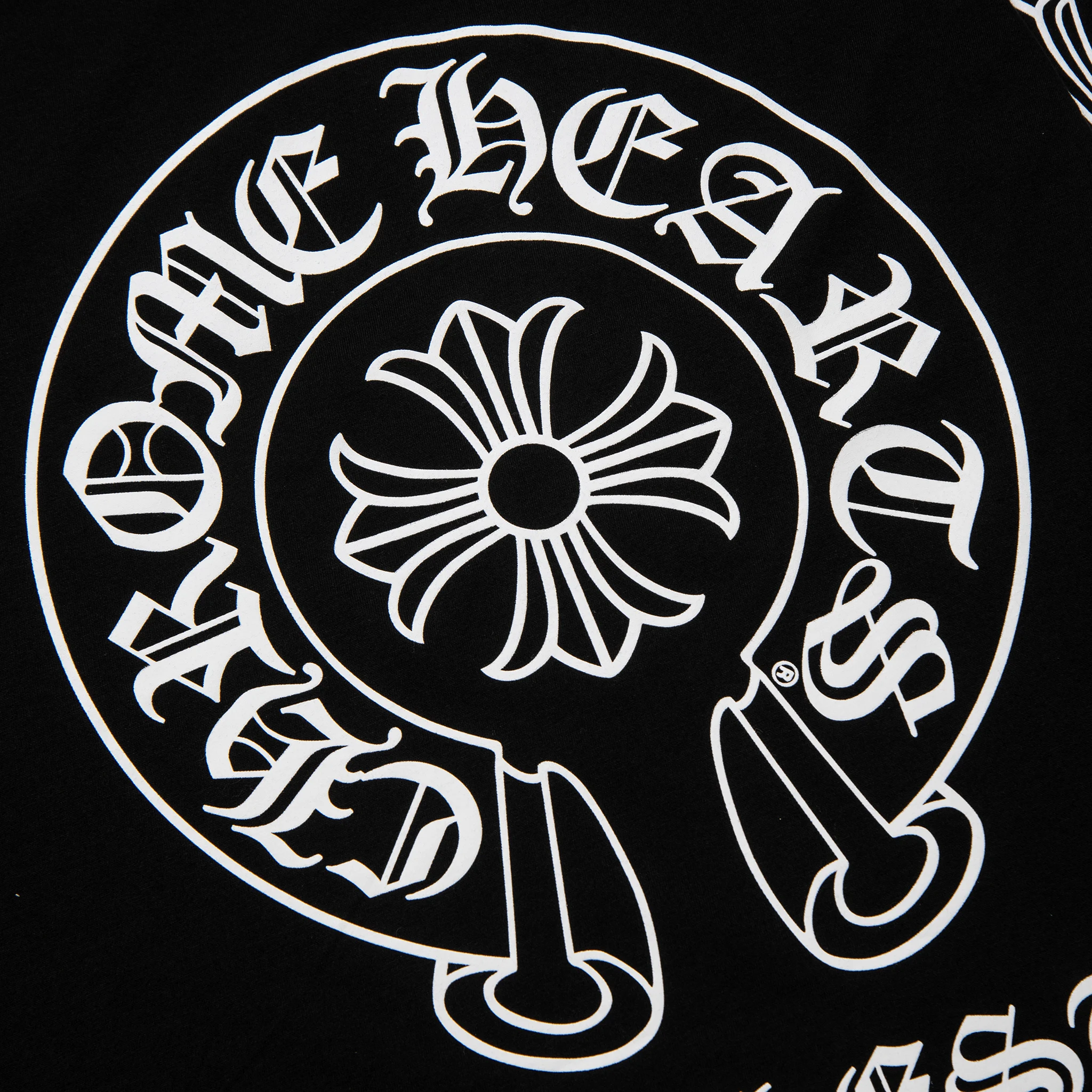 Logo view of Chrome Hearts Manchester Exclusive Horse Shoe Pocket Logo L/S Black T Shirt